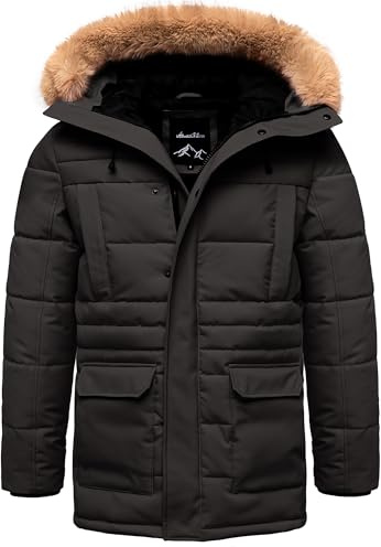 Amaci&Sons Herren Gefütterte Dicke Winter Jacke Mantel Parka mit Kapuze 9136