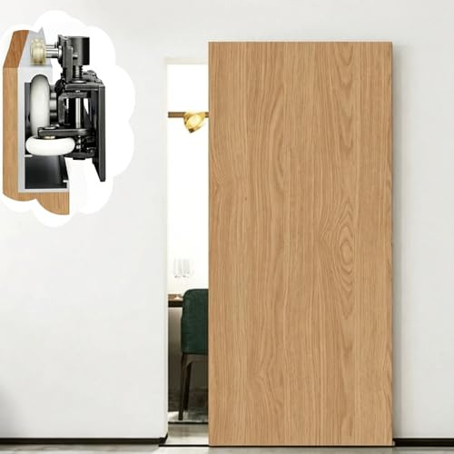 Jievmrs Guia Puerta Corredera Sistema de Herrajes Sin Rieles para Puertas Correderas Empotradas, Kit de Rieles para Puertas Correderas Tipo Granero de 80 a 400 cm, Juego de Rodillos(2.7ft/83cm)