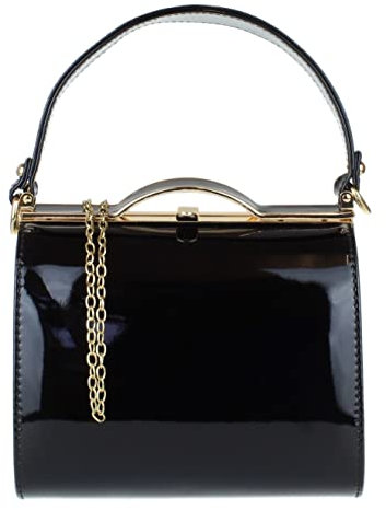Girly HandBags Hand bags bäm lucida, vernice borsa in pelle, (nero), W 18, H 13, D 13 cm (W 7, H 5, D 5 inches)