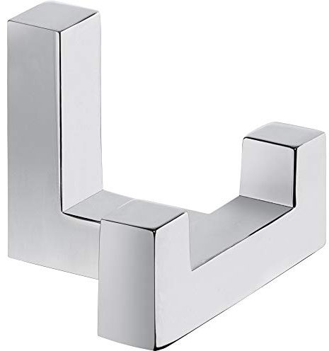 Gedotec Garderoben-Haken | TETRIS | Doppelhaken Chrom poliert | Kleiderhaken 40 x 52 mm | Wand-Haken Garderobe unsichtbar | Huthaken eckig Design Mantelhaken inkl. Schrauben