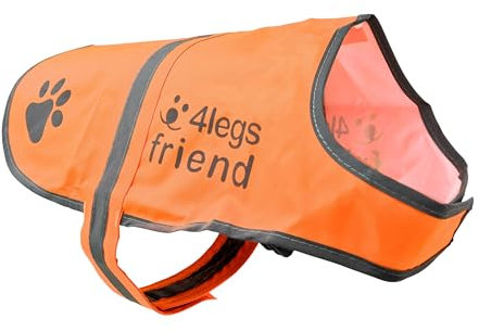 4LegsFriend Hunde Sicherheitsweste (5 Größen, XS) - Hohe Sichtbarkeit für Outdoor Aktivitäten Tag und Nacht, Hält den Hund Sichtbar, Sicher vor Autos & Jagtunfällen | Blaze Orange