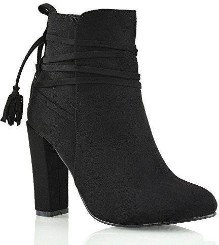 New Womens Ankle Boots Ladies High Block Heel Lace Up Zip Booties Shoes Size 3-8