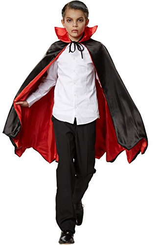 dressforfun 900372 - Vampirumhang Fledermaus für Kinder, zweifarbiger Umhang mit eindrucksvollem, aufstellbaren Kragen (72)