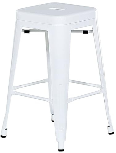 Beliani Set of 2 Bar Stools White Steel Stackable, Cabrillo