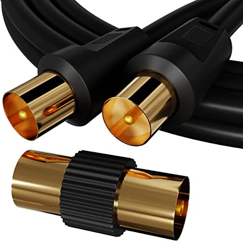 ConnectingU Black 3m TV Aerial Cable Male to Male with Female to Female Coupler