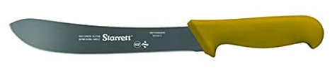 Starrett Professional Stainless Steel Chefs Steak Knives Narrow Curved Profile - 8-inch (200mm) - Yellow Handle