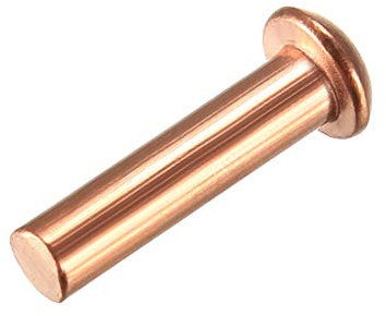 sourcing map 50 Stück 1/8 x 15/32 Kupfer Rundkopf Kupfer Feste Nieten Befestigungsteile