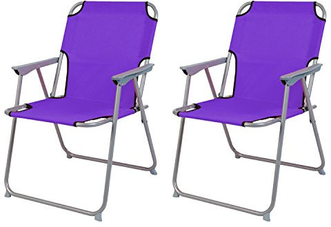 2'er Set Campingstuhl Faltstuhl Stoff Oxfort Klappstuhl Anglerstuhl Regiestuhl Angelstuhl Metall B 53 x T 46 x H 74 cm, Farben:Lila