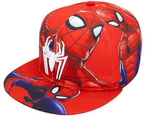 Marvel Comics Herren Spiderman-Kostüm, Bestickt/Bedruckt, Snapback, Flache Krempe - Rot - Einheitsgröße