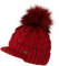 fashionchimp ® Damen Schildmütze mit Wolle, Felloptik-Bommel, Zopfmuster, Fleece-Innenfutter, Made In EU (Winterrot)