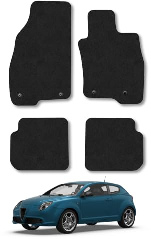 Alfa Romeo Mito (2008-2018) Carpet Car Mats | Black Edge Trim Tailored Fit Floor Mats Full Coverage Protection Accessories Easy Clean Anti Slip Made in the UK