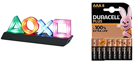 Paladone PP4140PS Lampada Playstation Icons + Duracell LR03 MN2400 Plus AAA, Batterie Ministilo Alcaline