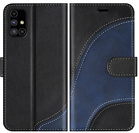 BoxTii Hülle für Galaxy M51, Leder Handyhülle für Samsung Galaxy M51, Ledertasche Klapphülle Schutzhülle mit Kartenfächer und Magnetverschluss, Schwarz