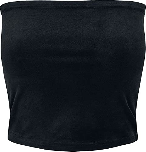 Urban Classics Women's Ladies Short Velvet Tube Top T-Shirt, Black, M