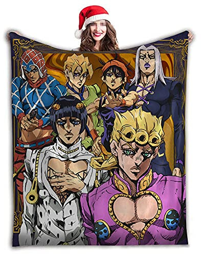 Jiumaocleu JJBA Decke, 3D-Anime-Charakter, bedruckt, weiches Flanell, Überwurf, Decke für Bettwäsche, Sofa, Reisen