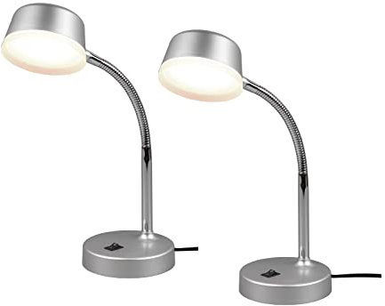 2er Set LED Schreibtischleuchten mit Flexarm Silbergrau, Höhe 34cm