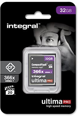 Integral 32GB Compact Flash Card UDMA-7 366x VPG-20 55MB/s Read and 25MB/s Write Professional High Speed Memory Card