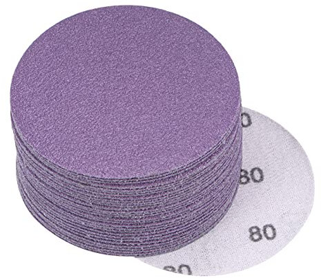 sourcing map 30Pcs 3-Inch Purple Sanding Discs 80 Grits Hook and Loop Professional Aluminum Oxide Sand Paper Wet Dry Polish for Wood Metal Paint Finishing
