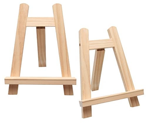 2 Stück Mini Staffeleien (15 x 20 cm), Kleine Holz-Staffelei für Bilder, Tischstaffelei Klein für Ausstellung von Malerei, Zeichnung, Bilderrahmen