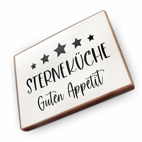 Kühlschrankmagnet mit Spruch - S - Handmade aus Buchenholz - Magnet für Kühlschrank Süß Witzig Lustig - Küchen Kühlschrank Deko 6.5cm x 5cm - Geschenk-Idee (Sterneküche)