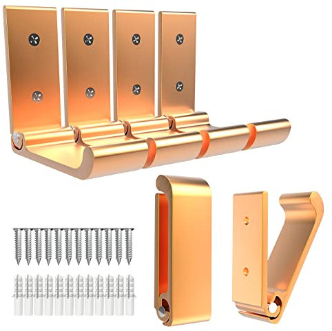 AUHSSAN 6pcs 3 '' crochet de capuche pliant or crochet pliable crochet mural en alliage d'aluminium fixation murale 12PCS vis pour suspendre manteau, sac, chapeau, serviette et clé