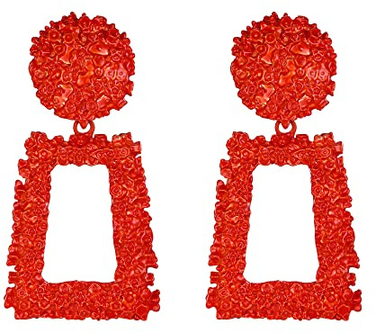 EVER FAITH Pendientes Mujer Metal Geométricos Rectangulares Grandes para Regalo