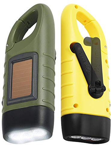 Simpeak 2 Pcs Linterna LED Linterna Mini Portátil, LED Linterna de Mano Resistente al Agua con Cargador Solar (Amarillo+Verde)