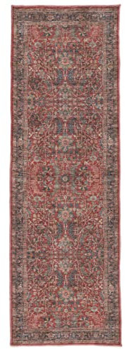 RugVista, Khalifa Oriental, Teppich, 80 x 250 cm, Läufer, Kurzflor, Modern, Oeko-TEX Standard 100, Wohnzimmer, Schlafzimmer, Esszimmer/Küche, Flur, Büro, Nur chemisch reinigen, Rot