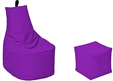 MILLINDABAG Modern Sitzsack für Kinder und Erwachsene Sessel Kissen In & Outdoor Gaminggeignet & bereits gefüllt Sitzkissen Bodenkissen (Lila, XXL - Durchmesser 78 cm mit Hocker)