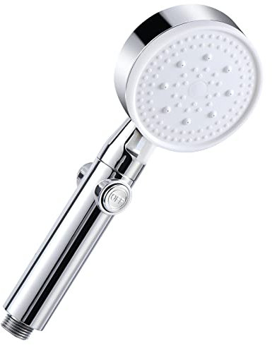 Vinabo Soffione Doccia, Doccino Manuale a Risparmio D'acqua, ad Alta Pressione, Universale, Regolabile, 5 Funzioni Testa a Mano, con Ugello in Silicone Autopulente