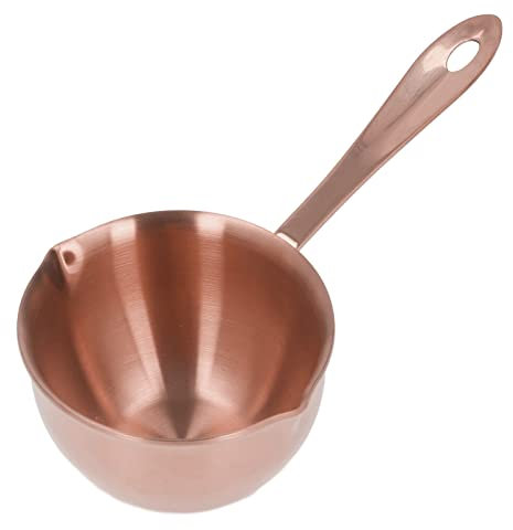Mini Casserole, Marmite à Beurre Pot Chauffe-lait et Café avec Becs Doubles, Marmite à Chocolat et à Beurre, Casserole Multifonctionnelle en Acier Inoxydable pour Faire Fondre le Chocolat(Or Rose)