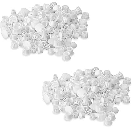 Aoktorkit 100 Pcs Plastic Plugs, 10mm White Plastic Hole Plugs, Locking Insert End Cap, Hole Covers for Screw Holes Furniture Machines Cabinets, (AOK0145-10mm)