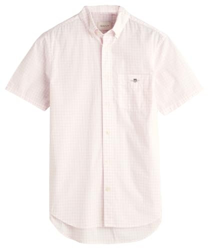 GANT Men's REG POPLIN Gingham SS Shirt, Light Pink, 3XL