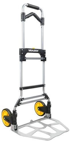 Mouzor Faltbare Sackkarre mit Teleskopgriff und Gummirädern aus Aluminium, robust, tragbar und faltbar, 120 kg Kapazität