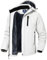 donhobo Herren Winter Skijacke Atmungsaktiv Warm Gefüttert Winterjacke Wasserdichte Winddichte Outdoor Verdickt Funktionsjacke mit Abnehmbarer Kapuze, Weiß, L