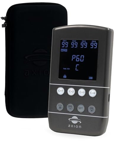 axion 4 Kanal TENS EMS Gerät STIM-PRO X9B zur Schmerzlinderung durch elektrische Nervenstimulation, Training durch Muskelstimulation, Massage und Beckenbodentraining. Inkl. Akku und 12 Elektroden
