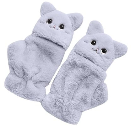 Winterhandschuhe Damen mit Fingerkappe Schwarz Halbfinger Handschuhe Touchscreen Finger Klappbar Fingerlose Handschuhe Handstulpen Thermo Ohne Fingerkuppen Warme Fingerhandschuhe Damenhandschuhe