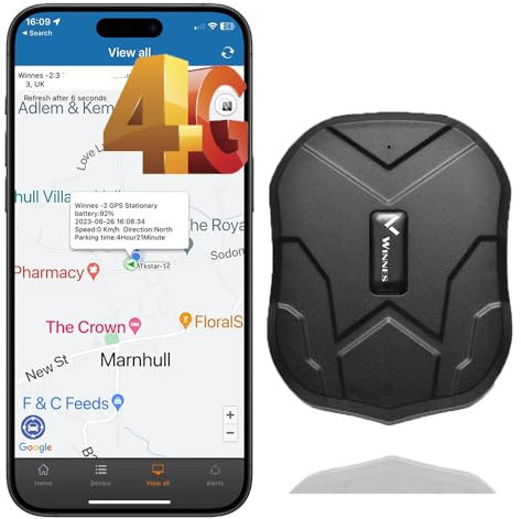 Winnes GPS Tracker Car without Subscription Magnetic Vehicle GPS Tracker 4G No Monthly Fee Long Life Wireless GPS Tracker Android iOS Car Tracker Big Battery Multiple Alerts
