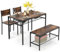 COSTWAY Esstisch Set 4-teilig, Küchentisch mit 2 Stühlen & 1 Bank & Regal, Essgruppe Sitzgruppe Industrie, Esszimmertisch Metallrahmen, Bartisch Set für Küche & Esszimmer (Kaffee)
