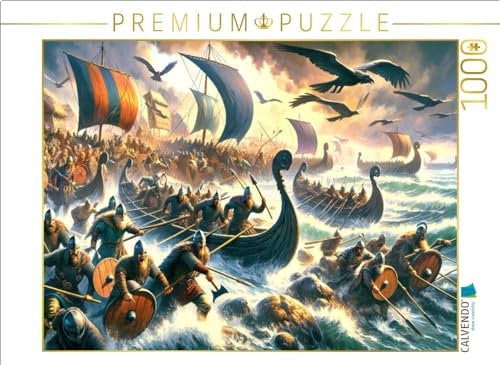 CALVENDO Puzzle Küstenraub: Wikinger im Angriff | 1000 Teile Lege-Größe 64 x 48 cm Foto-Puzzle für glückliche Stunden