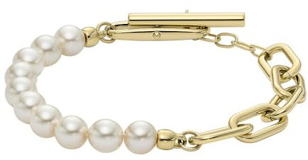 Fossil Heritage Damen Edelstahlarmband mit Karabiner oder Knebelverschluss, Blasses Gold
