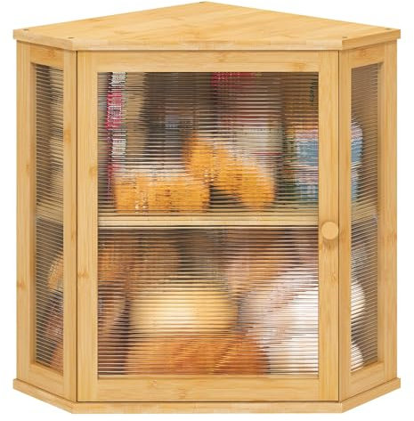 Pevfeciy Brotkasten Groß, Brot Aufbewahrungsbox Bambus, Küche Brotkästen mit Belüftung, Brotboxen ca. 30 x 30 x42cm,L