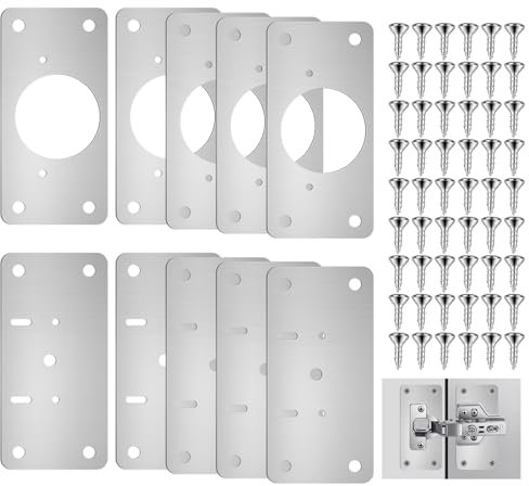 8Pcs Hinge Repair Kit Plate for Cabinet Door Hinge Repair Plate Door Hinge Filler Plate Hinge Fixing Plate Bracket Cupboard Hinges Cabinet Door Hinges Shims for Kitchen Door Locker with Mounting Screw
