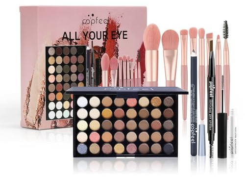 LHLXZQ Kit de Maquillage pour Yeux, Set de Cosmétique Complet, 02A | avec Palette de Fards à Paupières Mascara Eyeliner Crayon à Sourcils et pinceau fard à paupières