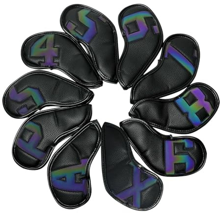 Golf Iron Head Covers With Magnetic Closure Gradient Black 10 Pcs
