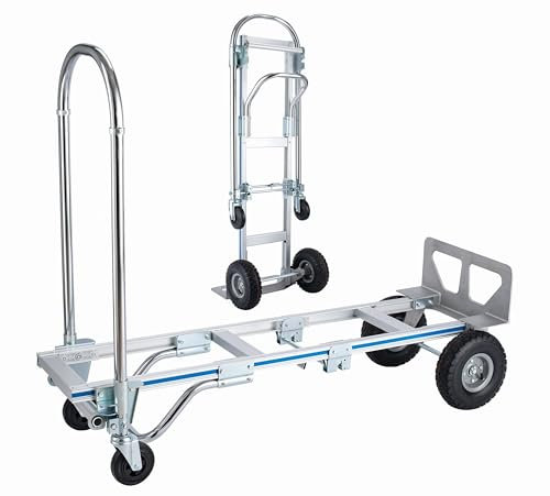 2-in-1 Sackkarre Handkarre klappbar, 250/350 kg Tragfähigkeit Aluminiumklappwagen Plattformwagen Trolley für Lade Transportaufgaben im Innen Außenbereich