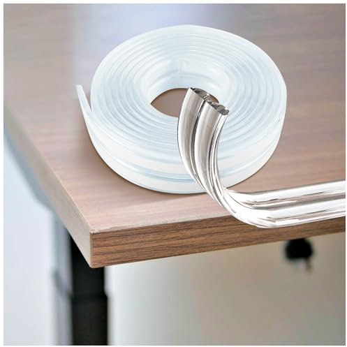 Silicone Edge Protection Strip, Flexible Corner Protector Guards Strip Clear Soft Edge Corner with Upgraded Pre-Taped Strong Adhesive for Kids Safety Table Cabinets Drawers Furniture 6.6ft (2M)