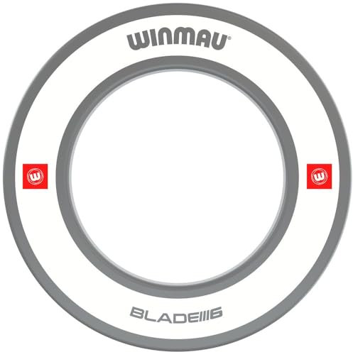 WINMAU Pro Line 1.0 Dart Board Surround Ring - Grey & White - Durable Backboard Wall Protector for Dartboards - Professional Darts Accessories