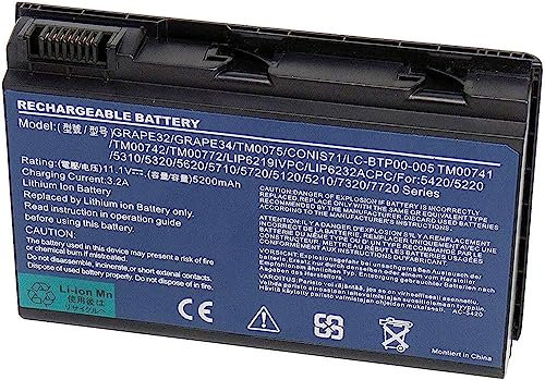 GRAPE32 TM00741 - Batería de repuesto para ordenador portátil Acer Extensa 5120 5210 5220 5230 5235 5420 5430 5610 5620 5630 7120 7420 7620