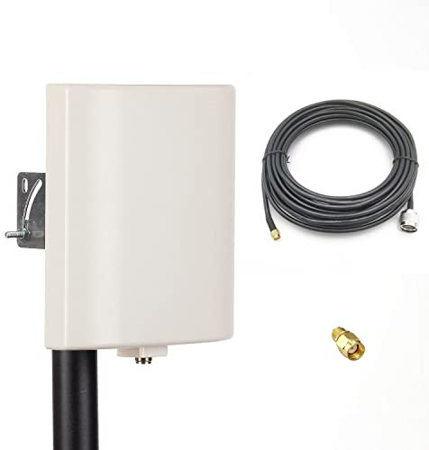 Antena de panel WiFi de 2.4 G 5 GHz de doble banda para exteriores con cable de extensión de 3 m SMA macho y adaptador RP-SMA